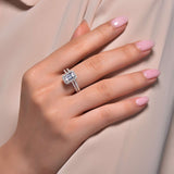 Emerald-Cut Halo Travel Wedding Set