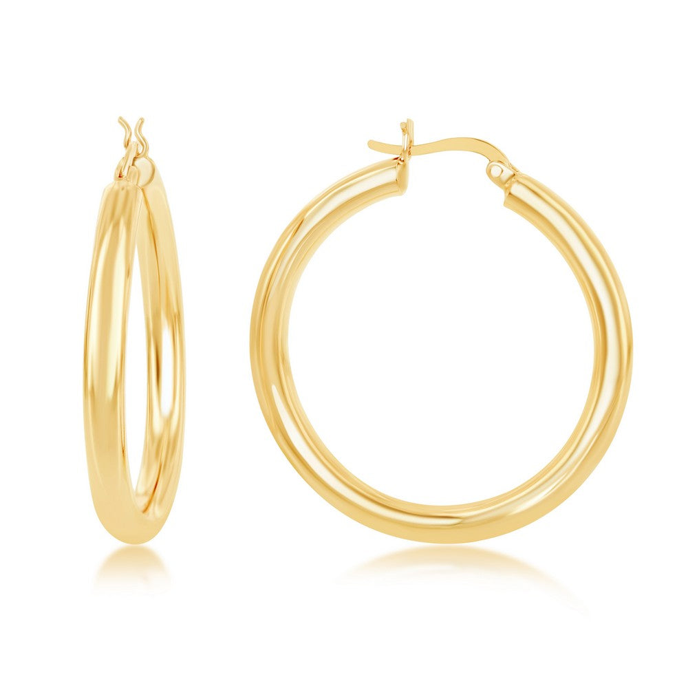 Nespoli Classics Gold Plated Sterling Silver Polished Hoop Earrings