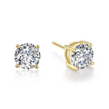 Gold Plated 4 Prong Round Stud Earrings