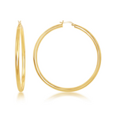 Gold Plated Sterling Silver 4x70mm High-Polished Hoop Earrings