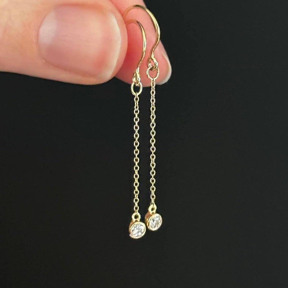 14k Yellow Gold .08ct Diamond Drop Earrings