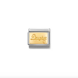 Nomination Daughter Engraved Charm in Stainless Steel with 18k Gold