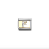 Nomination F Glitter Letter Charm in Stainless Steel with Enamel & 18k Gold