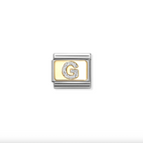 Nomination G Glitter Letter Charm in Stainless Steel with Enamel & 18k Gold