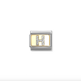 Nomination H Glitter Letter Charm in Stainless Steel with Enamel & 18k Gold