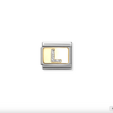 Nomination L Glitter Letter Charm in Stainless Steel with Enamel & 18k Gold