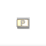 Nomination P Glitter Letter Charm in Stainless Steel with Enamel & 18k Gold