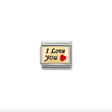 Nomination "I Love You" Charm in Stainless Steel with Enamel & 18k Gold