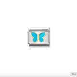 Nomination Blue Butterfly Charm in Stainless Steel with Enamel & 18k Gold