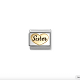 Nomination Sister Heart Charm in Stainless Steel with Enamel & 18k Gold