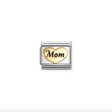 Nomination Mom Heart Charm in Stainless Steel with Enamel & 18k Gold