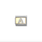 Nomination A Glitter Letter Charm in Stainless Steel with Enamel & 18k Gold