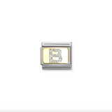 Nomination B Glitter Letter Charm in Stainless Steel with Enamel & 18k Gold