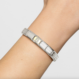 Nomination B Glitter Letter Charm in Stainless Steel with Enamel & 18k Gold