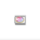 Nomination Light Blue Rose Stone Charm in Stainless Steel with 18k Gold