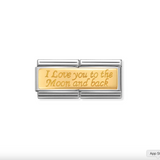 Nomination "I Love You to The Moon & Back" Double Charm in Stainless Steel and 18k Gold