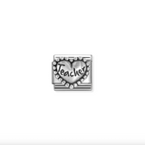 Nomination Teacher Heart Charm Stainless Steel & 925 Sterling Silver
