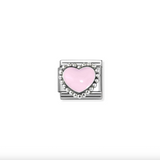 Nomination Pink Pastel Heart in Stainless Steel Enamel & 925 Sterling Silver