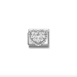 Nomination White Heart Charm with CZ Stainless Steel & 925 Silver