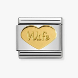 Nomination Wife Heart Charm in Stainless Steel with 18k Gold