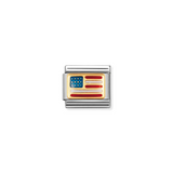 Nomination American Flag Charm in Stainless Steel & Enamel with 18k Gold