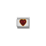 Nomination Red Agate Heart Charm in Stainless Steel with 18k Gold