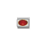 Nomination Red Coral Oval Charm in Stainless Steel with 18k Gold