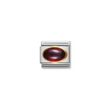 Nomination Garnet January Oval Charm in Stainless Steel with 18k Gold