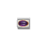 Nomination Amethyst February Oval Charm in Stainless Steel with 18k Gold