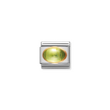 Nomination Peridot August Oval Charm in Stainless Steel with 18k Gold