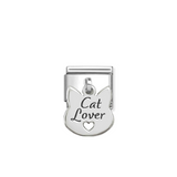 Nomination Cat Lover Engraved Charm in Stainless Steel & 925 Sterling Silver