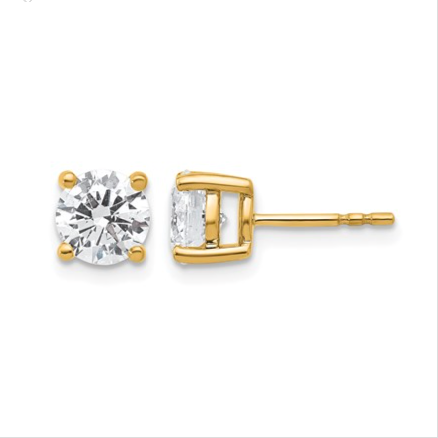 14k Gold 2.00ct Round F VS2 Lab Grown Diamond Stud Earrings