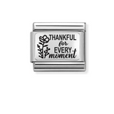 nomination Composable Classic Plates (ic) Steel And 925 Sterling Silver Thankful For Every Moment