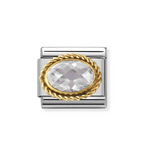 Nomination Composable Classic Faceted Cubic Zirconia, Stainless Steel And 18k Gold White