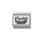 Nomination Composable Classic Plates (ic) Steel And 925 Sterling Silver Family Flowers