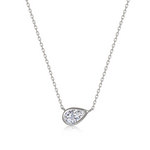 Nespoli's Silver East-West Bezel Pear Solitaire Necklace 