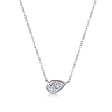 Nespoli's Silver East-West Bezel Pear Solitaire Necklace 