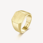 Brosway INK gold signet ring with a brushed geometric face and polished 14K gold PVD finish.