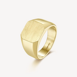 Brosway INK gold signet ring with a brushed geometric face and polished 14K gold PVD finish.