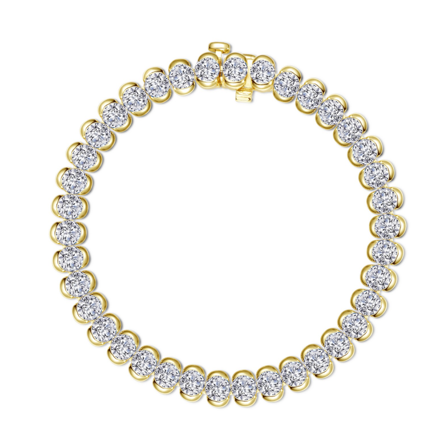 Nespoli's Gold 9.5 CTW Aria Half Bezel Tennis Bracelet 
