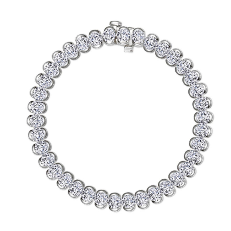 Nespoli's Silver 9.5 CTW Aria Half Bezel Tennis Bracelet 