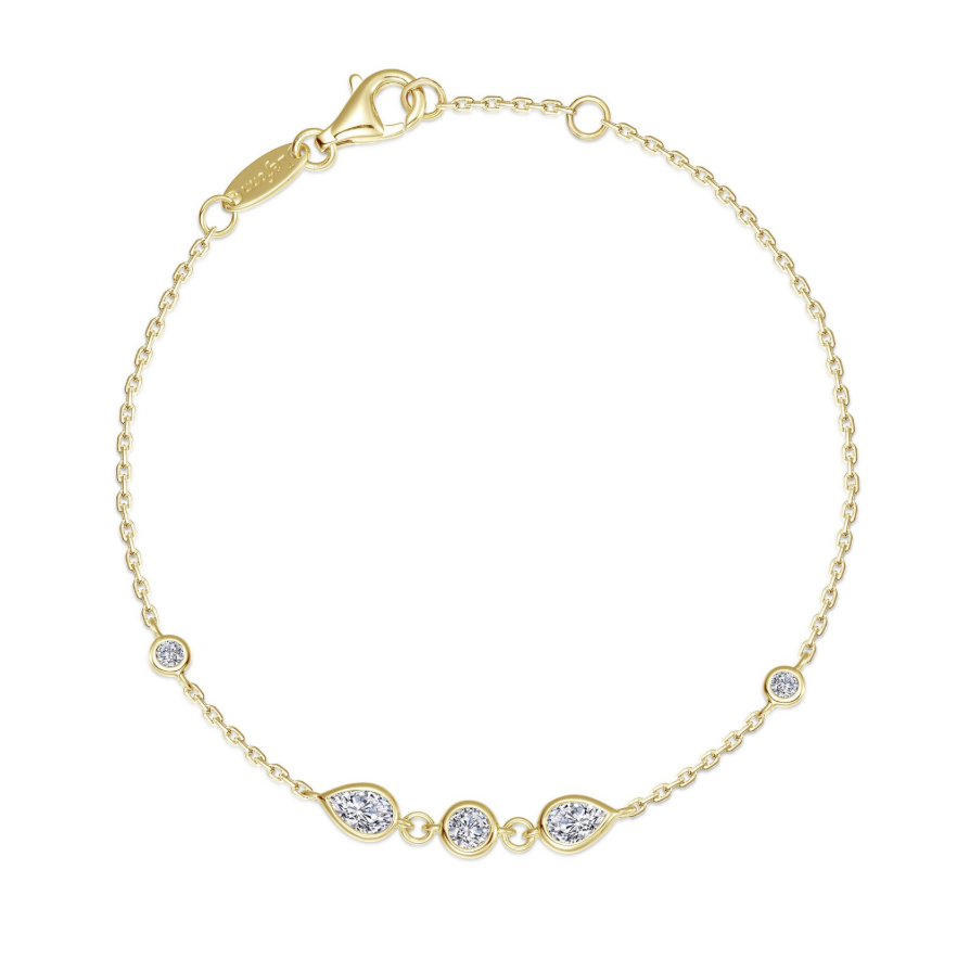 Nespoli's Gold Bezel-Set Teardrop Station Bracelet