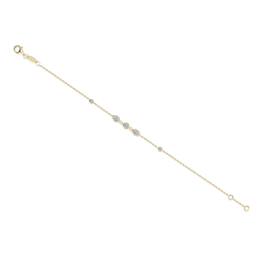 Nespoli's Gold Bezel-Set Teardrop Station Bracelet