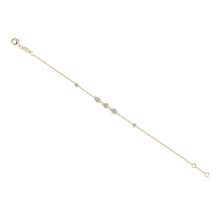 Nespoli's Gold Bezel-Set Teardrop Station Bracelet