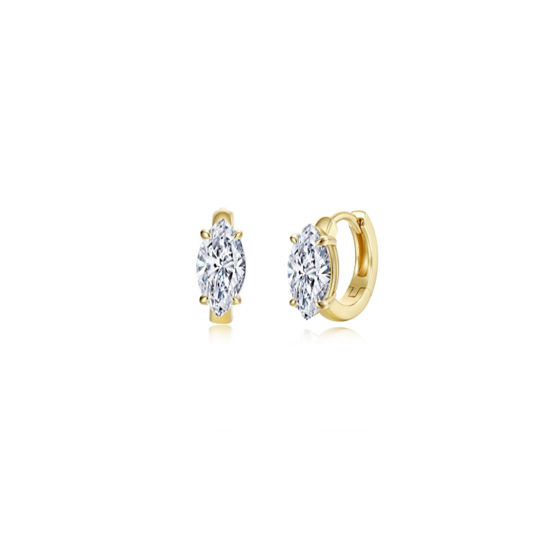 Nespoli's Gold Floating Marquise-Cut Huggies