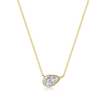 Nespoli's Gold East-West Bezel Pear Solitaire Necklace 