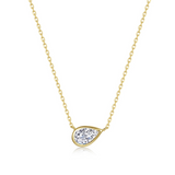 Nespoli's Gold East-West Bezel Pear Solitaire Necklace 