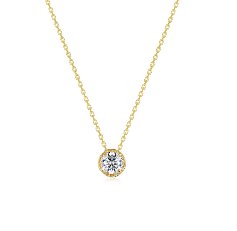 Nespoli's Gold Blossom Cradle Solitaire Necklace
