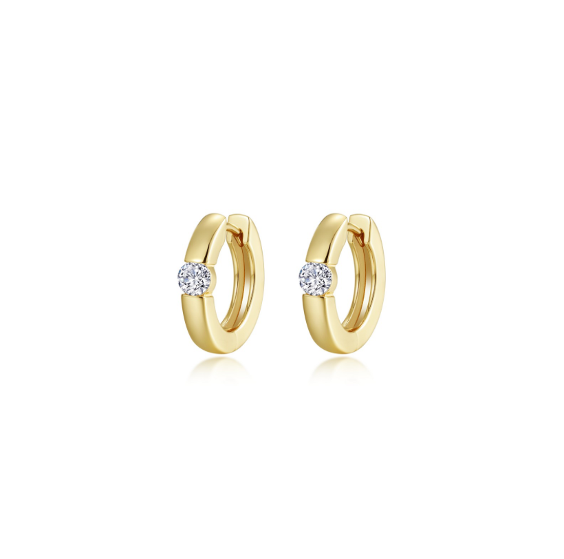 Nespoli's Gold High Polished Huggie Earrings 