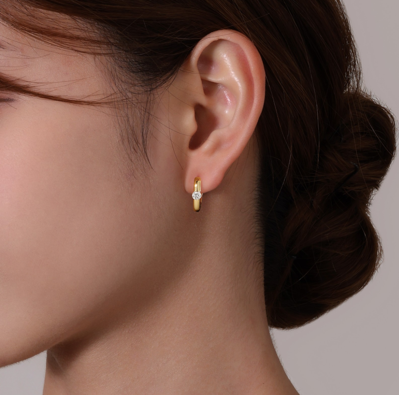 Nespoli's Gold High Polished Huggie Earrings 